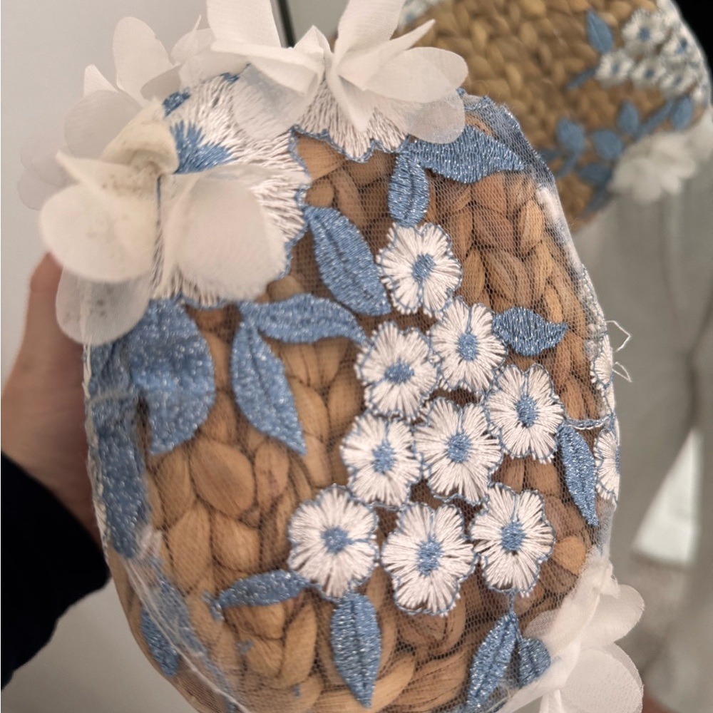 🌸Woven Floral Handbag - Blue and Tan - Picture 7 of 10